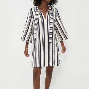 Ladies TUCKERNUCK Montauk Dress Navy Striped Size Small Denim Cotton Oversized